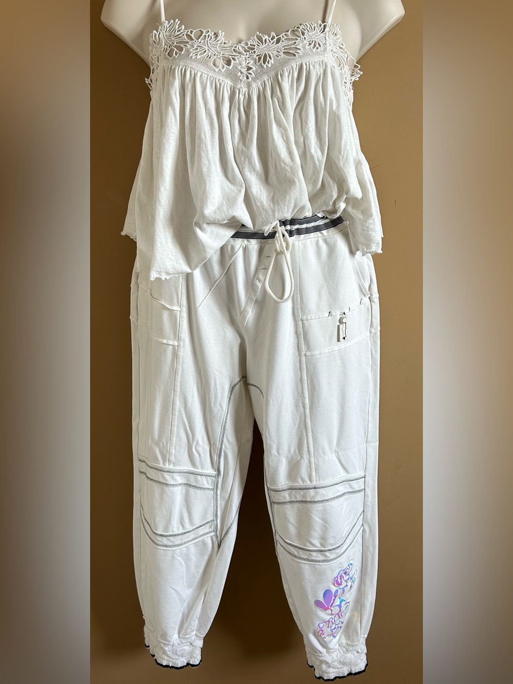 Elisa Cavaletti hologram, embellished joggers size XL